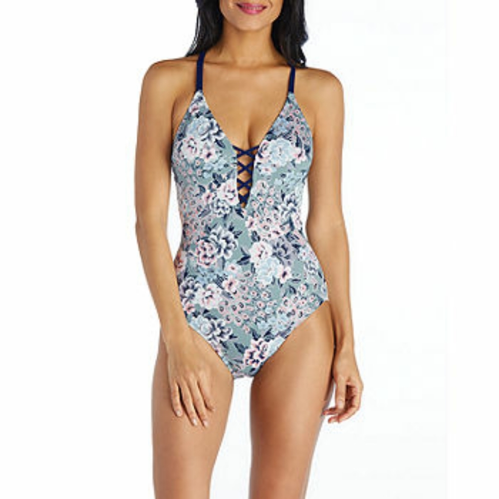 NWT metallic floral one piece size small